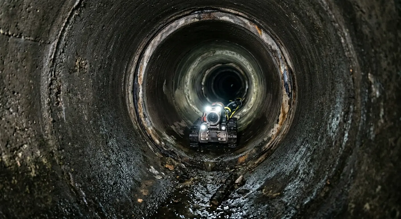 Robotic sewer camera inspecting pipe interior for Sewer Line Cleaning in Shively